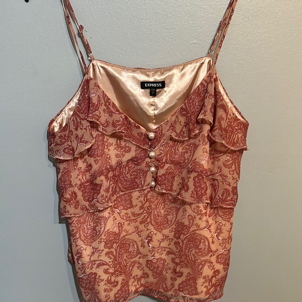 Express Pink Ruffled Sleeveless Camisole